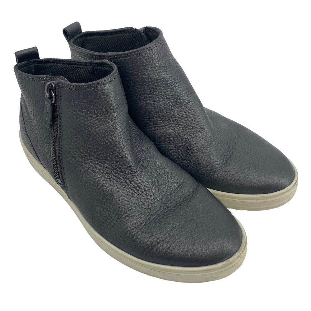 ECCO Zip Leather Women's 8 black Sneakers Bootie Shoes